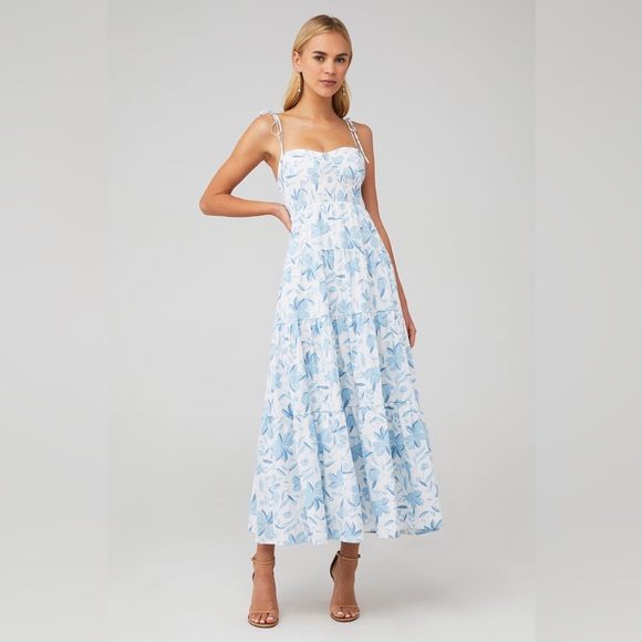 WAYF Women's Smocked Tiered Maxi Dress In Shadow Wildflower (flaw) Size XS - Picture 1 of 11